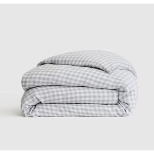 Quince European Linen Duvet Cover King/ Cal Blue Fog Gingham DUVET COVER ONLY